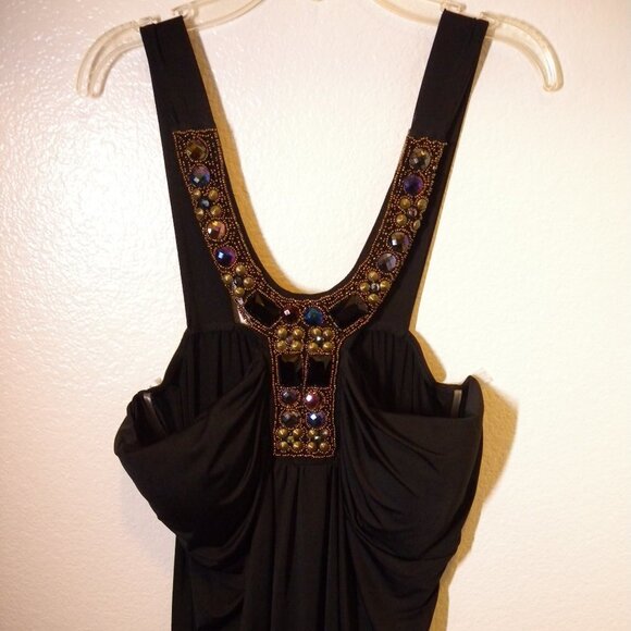 Kiwi Black Beaded Halter Style Top 1X - Picture 7 of 14